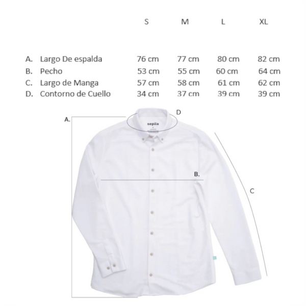 Camisa Corte Vaquera Manga larga 100% algodón de hombre