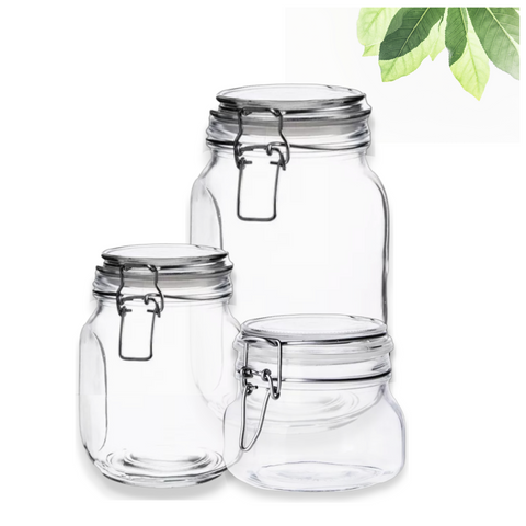 Tarro Hermetico tapa Frasco Vidrio 500-1500ml pack Mayoreo