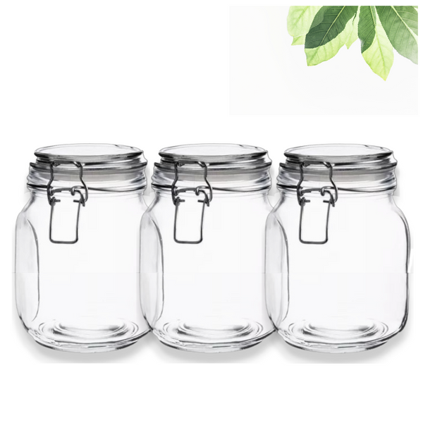 Tarro Hermetico tapa Frasco Vidrio 500-1500ml pack Mayoreo
