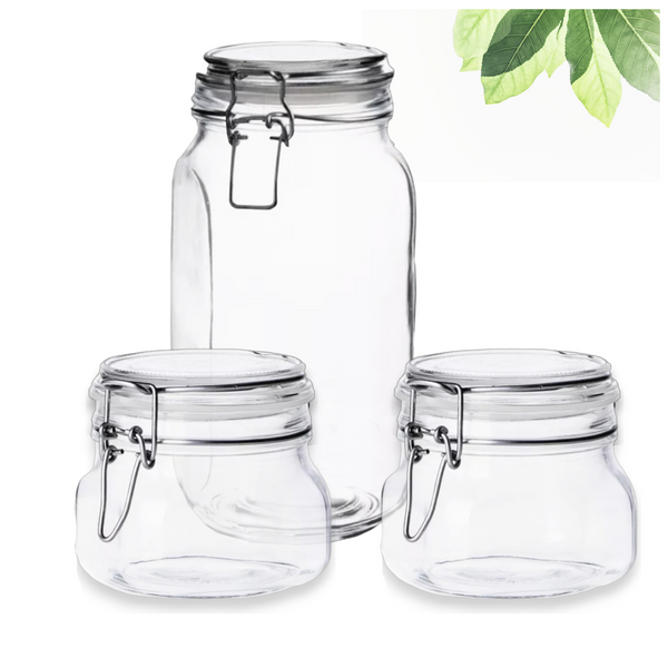 Tarro Hermetico tapa Frasco Vidrio 500-1500ml pack Mayoreo