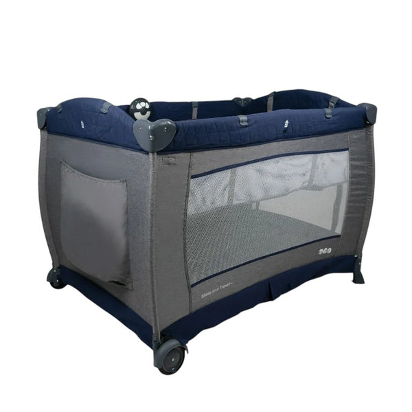 Cuna Corral para Bebe Aeiou Bc003 Vibrador Mosquitero azul/gris