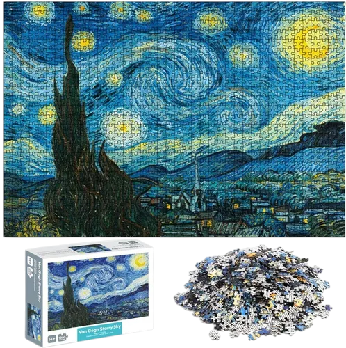 Rompecabezas Flink Noche Estrellada Van Gogh De 1000 Piezas