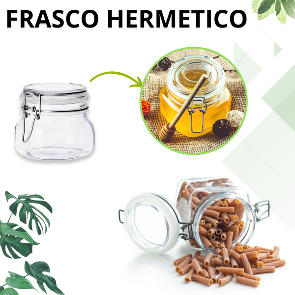 Frasco Recipiente Tapa Clip Tarro hermetico de Vidrio 500ml