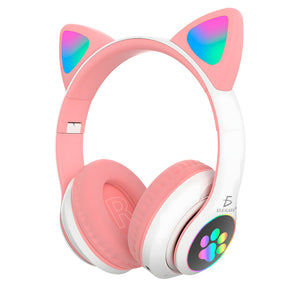 Diadema Gato Bluetooth Auriculares Colorido Led Luminoso