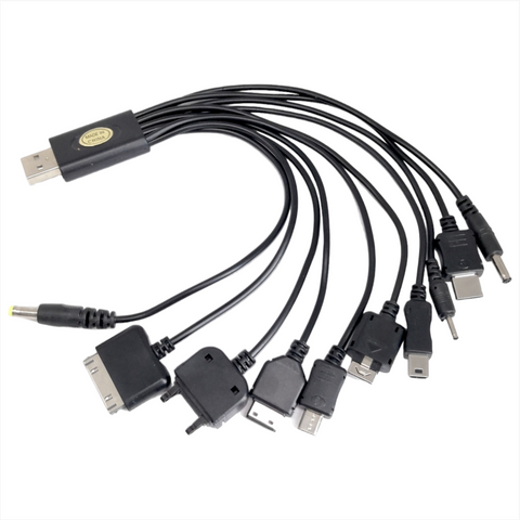 Cable USB Multicargador Para Celulares Tipo Pulpo Usb 10 En 1