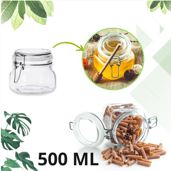 Tarro Hermetico tapa Frasco Vidrio 500-1500ml pack Mayoreo