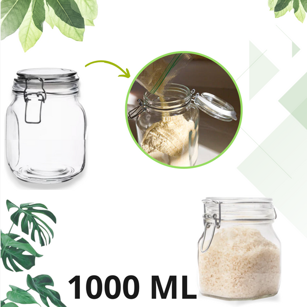 Tarro Hermetico tapa Frasco Vidrio 500-1500ml pack Mayoreo