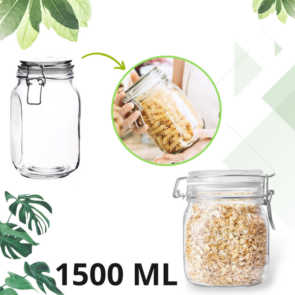 Tarro Hermetico tapa Frasco Vidrio 500-1500ml pack Mayoreo