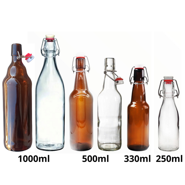 12 Botellas De Vidrio + Tapón Mecánico 500ml