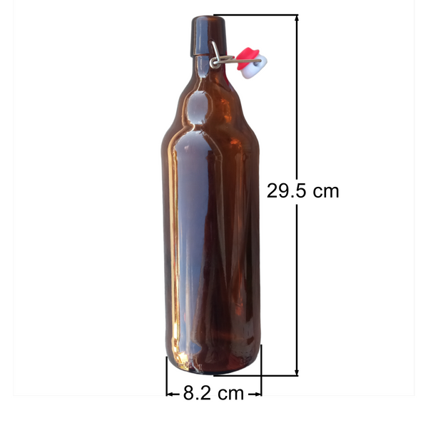6 Botellas De Vidrio ambar + Tapón Mecánico 1000ml
