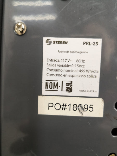 Fuente de Poder Regulada de 0 a 15 STEREN PRL-25 Gris Usado
