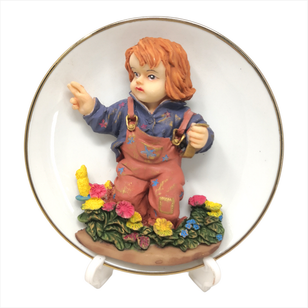 Adorno De Ceramica Niño Plato Regalo Decoracion 12 Cms