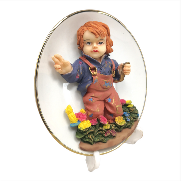 Adorno De Ceramica Niño Plato Regalo Decoracion 12 Cms