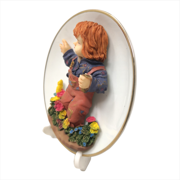 Adorno De Ceramica Niño Plato Regalo Decoracion 12 Cms