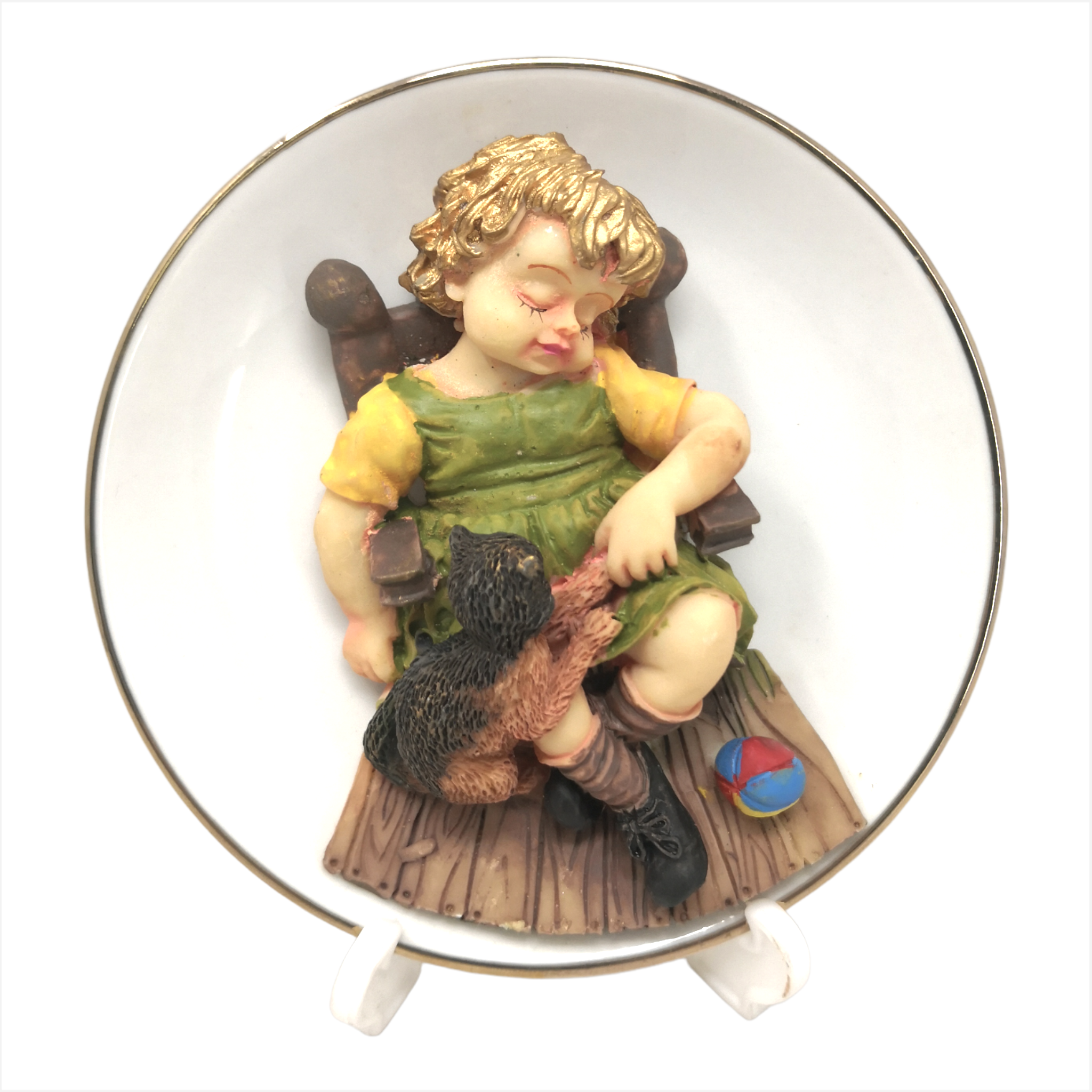 Adorno De Ceramica Niño Plato Regalo Decoracion 12 Cms
