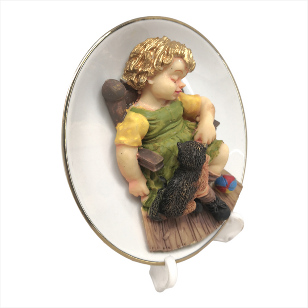 Adorno De Ceramica Niño Plato Regalo Decoracion 12 Cms