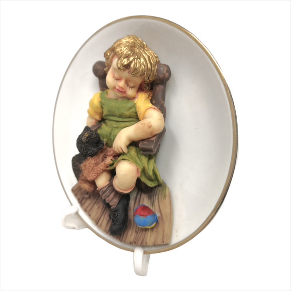 Adorno De Ceramica Niño Plato Regalo Decoracion 12 Cms