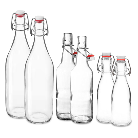 Botellas de Vidrio Jarra tapon mecanico hermetico Pack 6pz