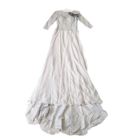 VESTIDO DE FIESTA MARCA TERANI COUTURE TALLA 4 COLOR GRIS