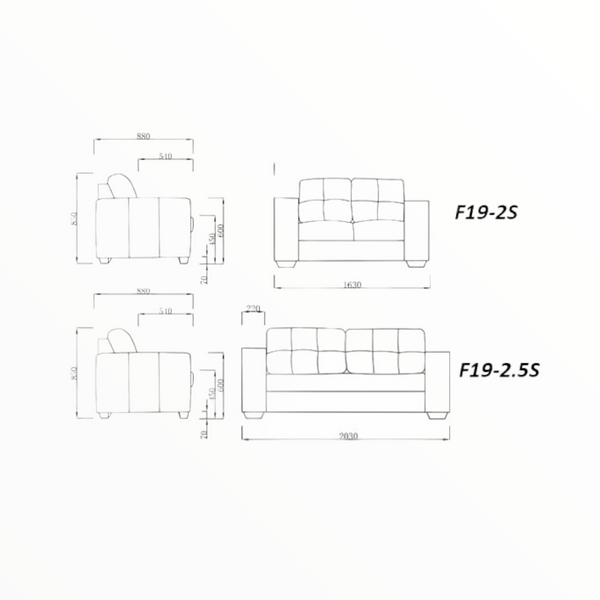 Sofa 2 Personas Moderno Couch Sillon F19 2s Importacion.