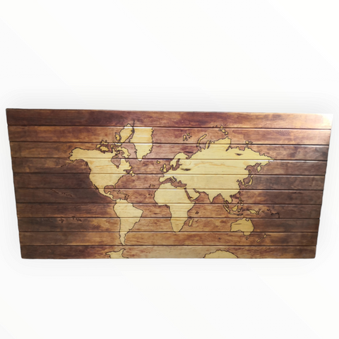 Mapa Mundi de madera decoración 175x75 cm