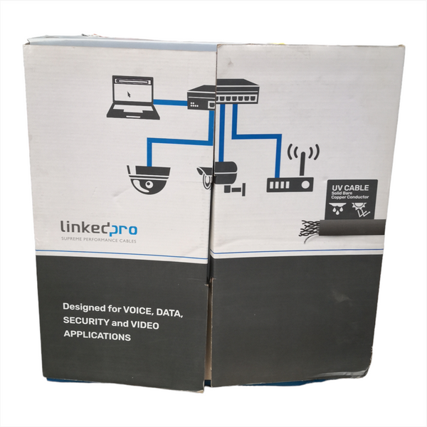 Rollo cable Cat5e 305m UL blindado negro video redes 24 AWG