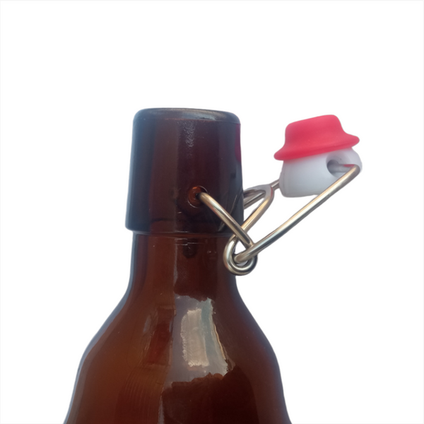 6 Botellas De Vidrio ambar + Tapón Mecánico 1000ml