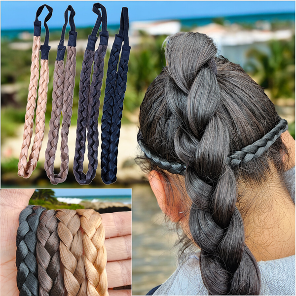 12 Pack Diademas De Cabello Tipo Trenza Natural Resorte.