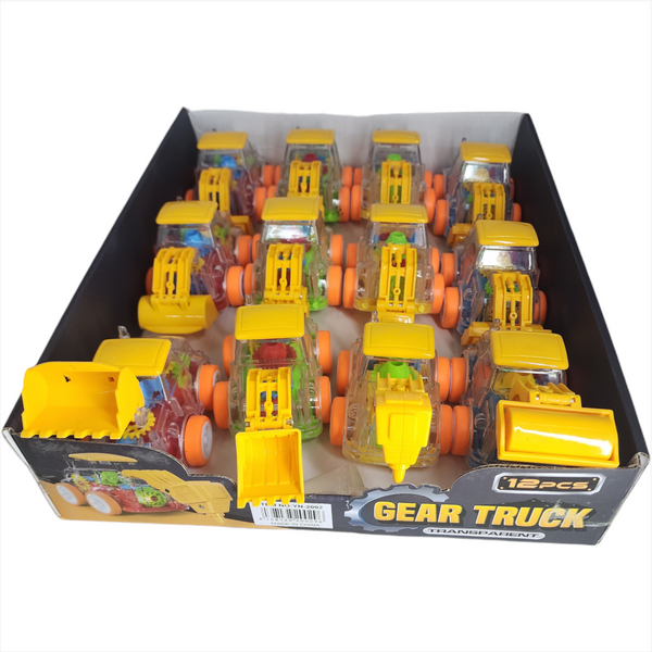 Coche de friccion carro transparente luz led construccion 4pz