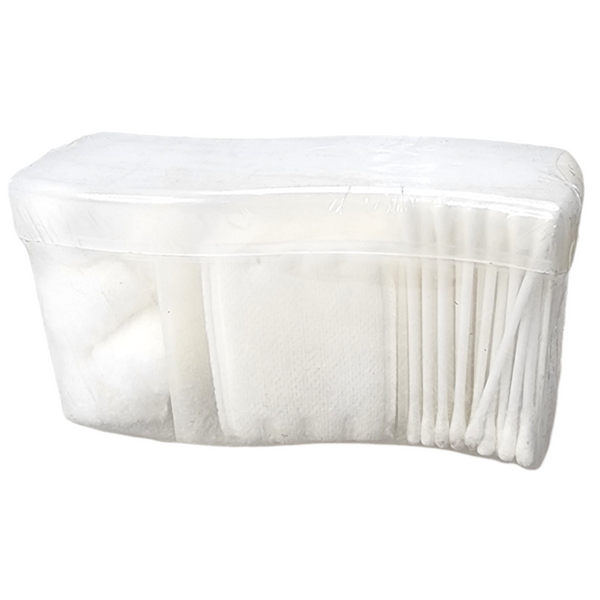 Kit de limpieza cotonetes, toallas y algodones con estuche