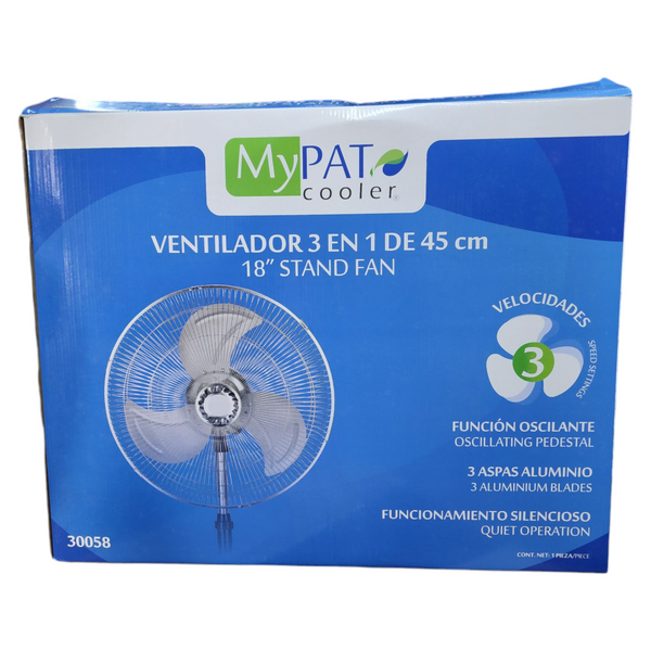 Ventilador pedestal piso pared 3 en 1  MyPAT 18" Negro