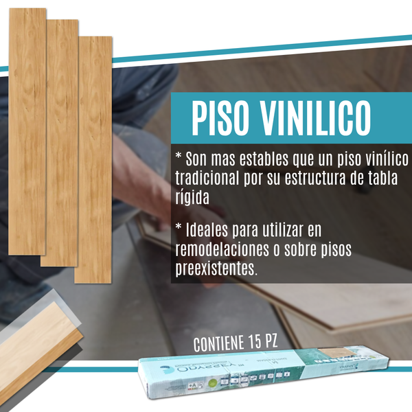 Pack 1 m caja piso laminado 15 pzs 3.297m2 4mm con 1mm eva bajoalfombra