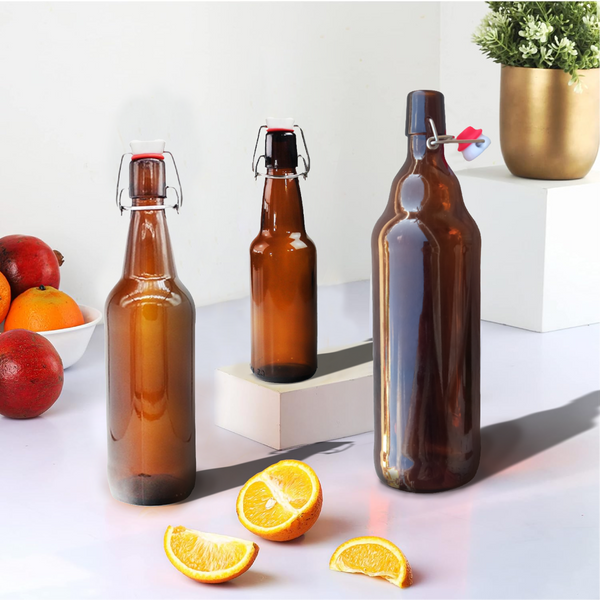 Botellas de Vidrio Jarra tapon mecanico hermetico Pack 6pz