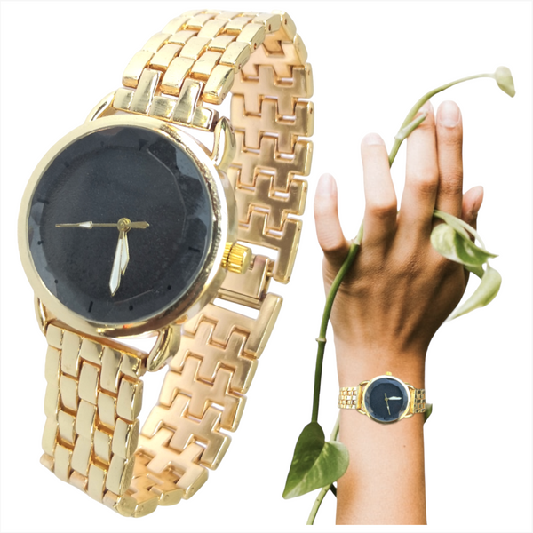 Reloj metálico lujo dorado de pulso dama