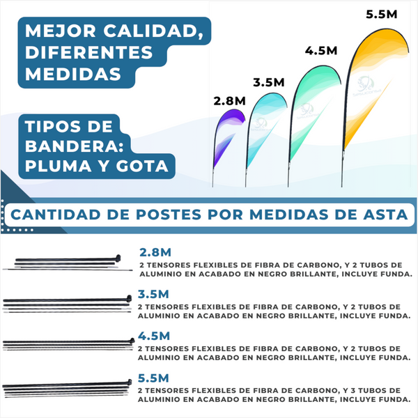 1 Estructura Base Porta Flag Banner Bandera Asta 3.5m Sin Lona Base estructura cruceta+ pivote