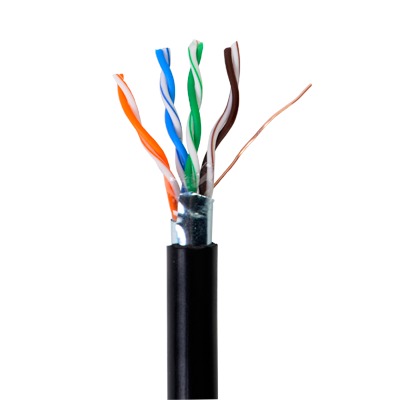 Rollo cable Cat5e 305m UL blindado negro video redes 24 AWG