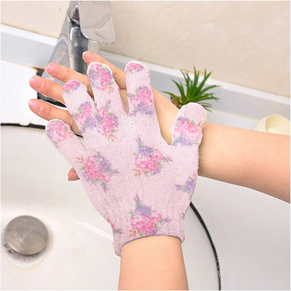 10 Par guantes de baño exfoliantes Avon Flores