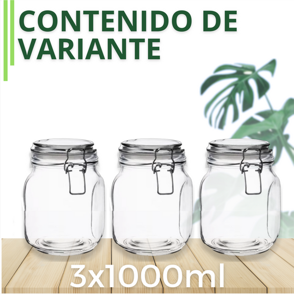 Tarro Hermetico tapa Frasco Vidrio 500-1500ml pack Mayoreo
