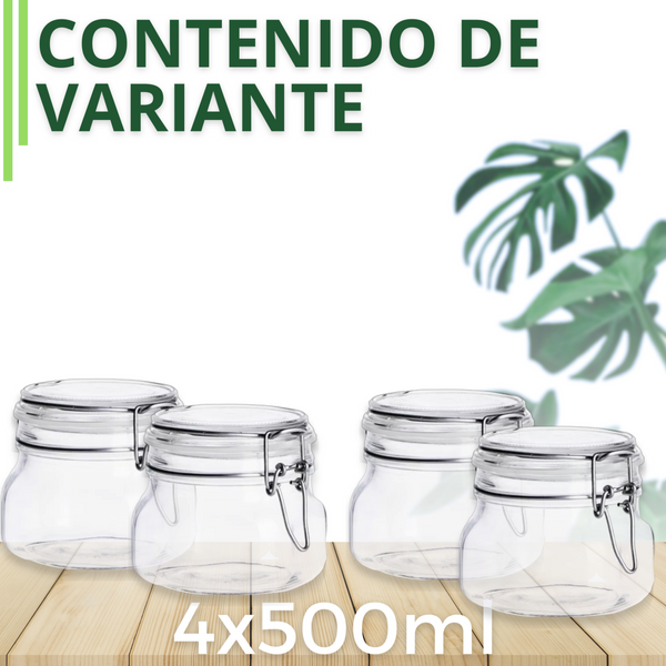 Tarro Hermetico tapa Frasco Vidrio 500-1500ml pack Mayoreo