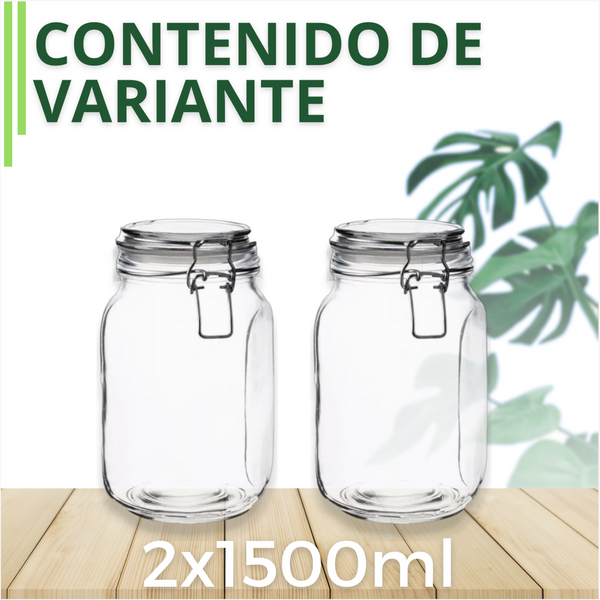 Tarro Hermetico tapa Frasco Vidrio 500-1500ml pack Mayoreo