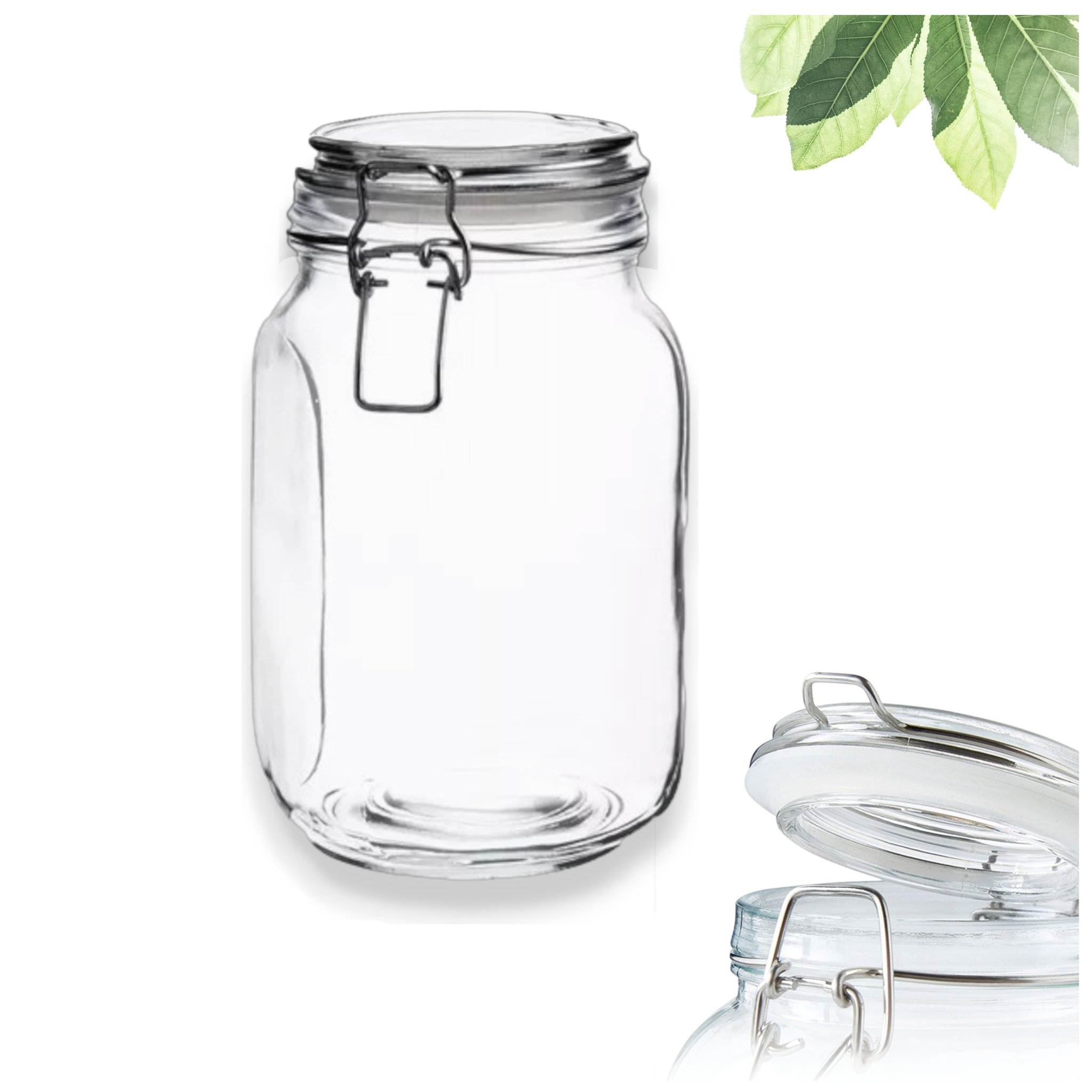 Frasco Recipiente Tapa Clip Tarro hermetico de Vidrio 1500ml