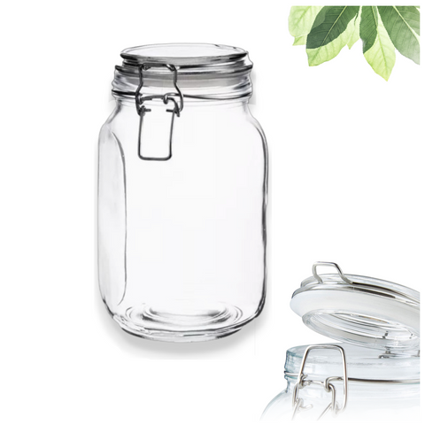 Frasco Recipiente Tapa Clip Tarro hermetico de Vidrio 1500ml