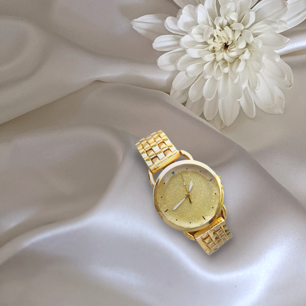 Reloj metálico lujo dorado de pulso dama