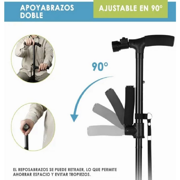 Bastón plegable ajustable con luces led para ancianos