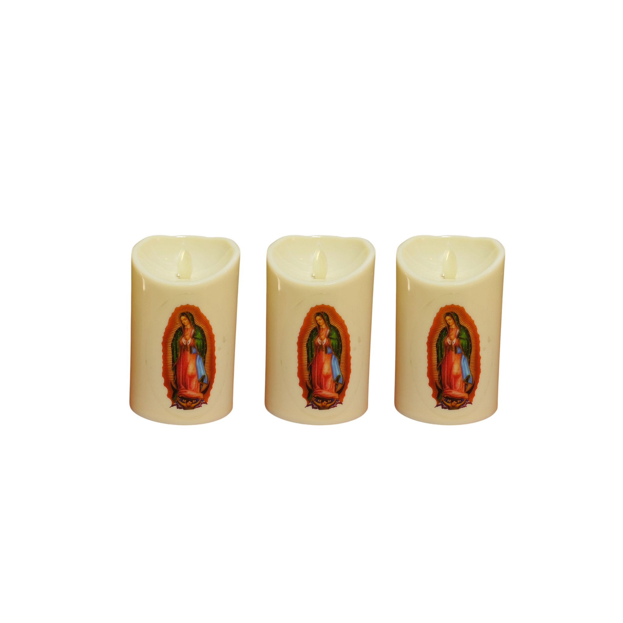 Pack3 Vela 11cm Luz Led Plastico Decoracion Virgen I/E