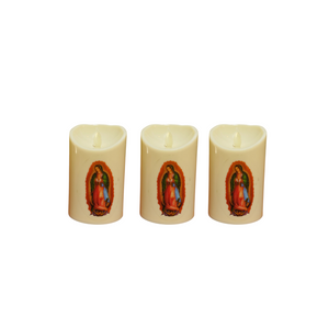 Pack3 Vela 11cm Luz Led Plastico Decoracion Virgen I/E