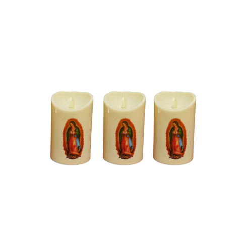 Pack3 Vela 11cm Luz Led Plastico Decoracion Virgen I/E