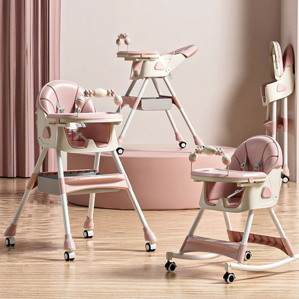 Silla De Comer Bebe Plegable Seguridad Máxima Rosa