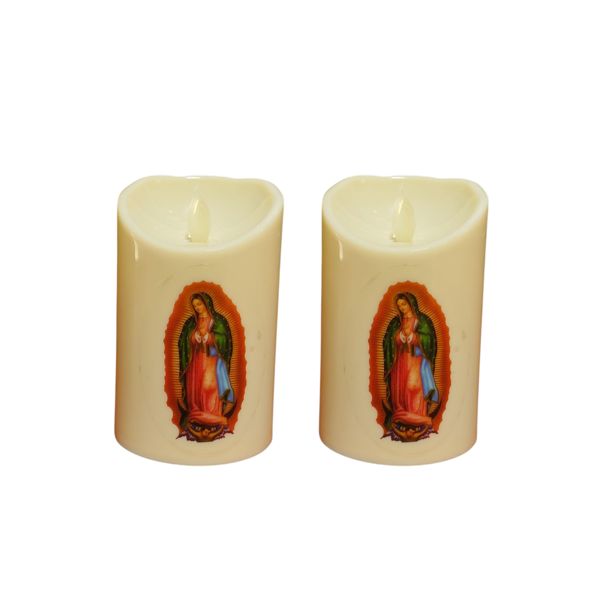 Pack2 Vela 11cm Luz Led Plastico Decoracion Virgen I/E