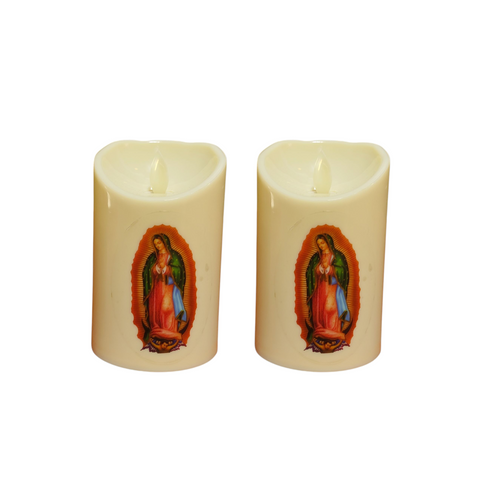 Pack2 Vela 11cm Luz Led Plastico Decoracion Virgen I/E